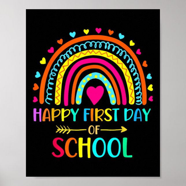Poster Joyeux Premier Jour De L'École Arc-En-Ciel Retour  (Devant)