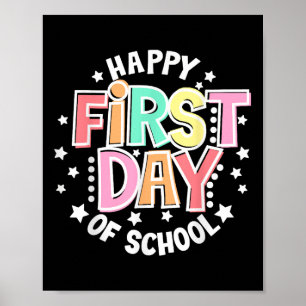 Poster Joyeux Premier Jour D'école Rétro Groovy Retour à