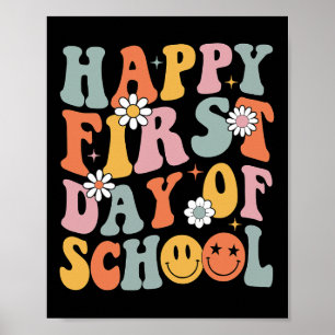 Poster Joyeux Premier Jour D'Enseignants À L'École Enfant