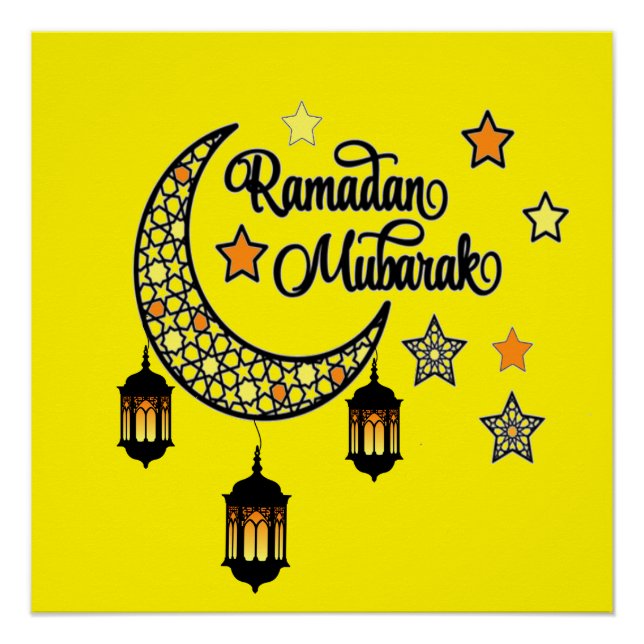 Poster Joyeux Ramadan Kareem Et Aïd Moubarak 2024 (Devant)