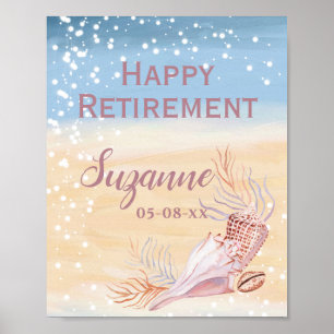 Poster Joyeux Retraite Beach Coastal Shell