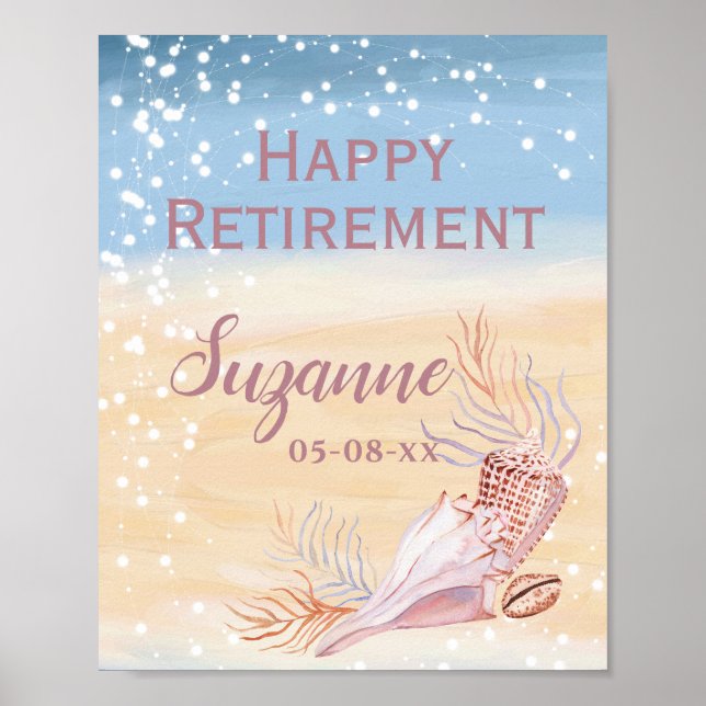 Poster Joyeux Retraite Beach Coastal Shell (Devant)