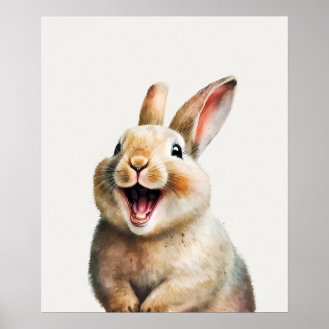 Poster Joyeux Rire Bébé Lapin Rabbit Nursery (Devant)