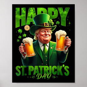 Poster Joyeux Saint-Patricks Day Trump Shamrock Saint-Pau