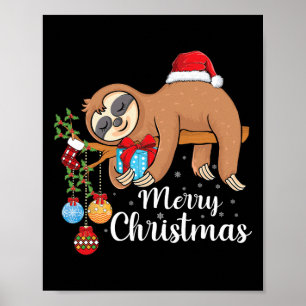 Poster Joyeux Slothmas joli Noël Sloth Santa Hat Noël
