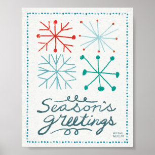 Poster Joyeux Snowflakes Noël