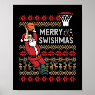 Poster Joyeux Swishmas Basketball Laid Noël Hommes