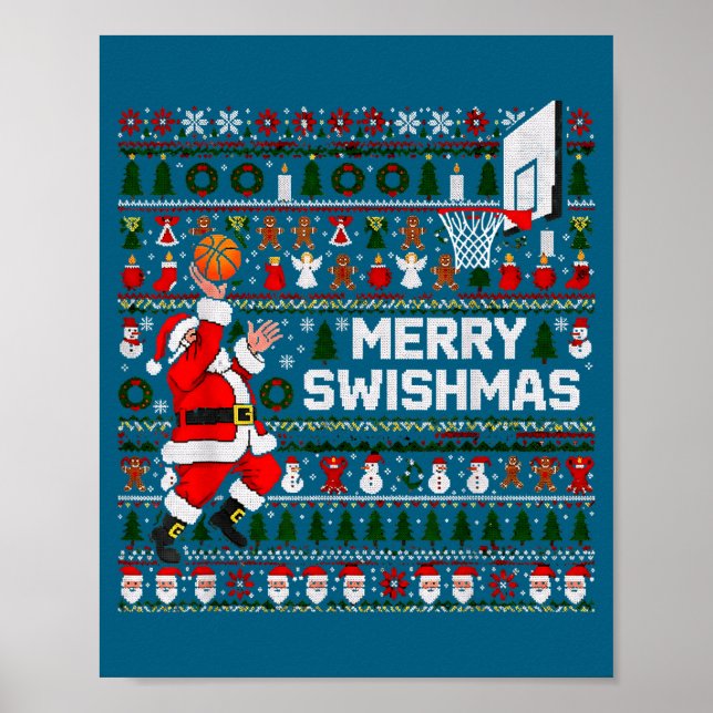 Poster Joyeux Swishmas Santa Basket Pull Ugly Style (Devant)
