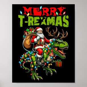 Poster Joyeux T-rexmas Noël Noël Noël T Rex Dinosaur Amou