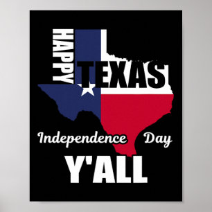 Poster Joyeux Texas Independence Day Y'all Usa Cowboy Tee