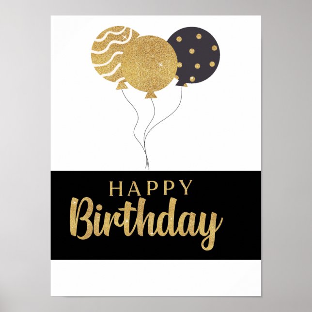 Poster Joyeux thème d'anniversaire avec ballons. (Devant)