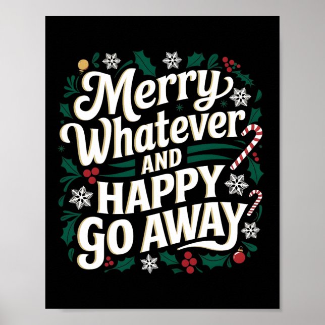 Poster Joyeux Tout Et Heureux Partir Noël Drôle Q (Devant)
