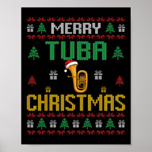 Poster Joyeux Tuba Noël Drôle Tuba Joueur laides Noël H