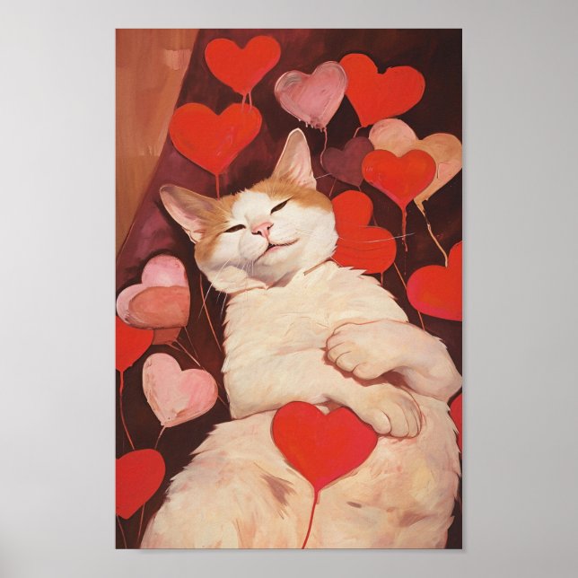 Poster Joyeux Valentines Chat (Devant)