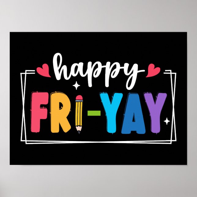 Poster Joyeux Vendredi Vendredi De Week-End Professeur Ét (Devant)