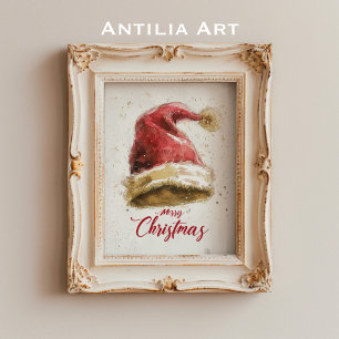 Poster Joyeux voeux de Noël Peinture Casquette du Père No