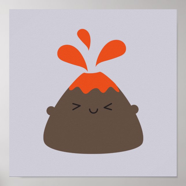 Poster Joyeux volcan Kawaii (Devant)