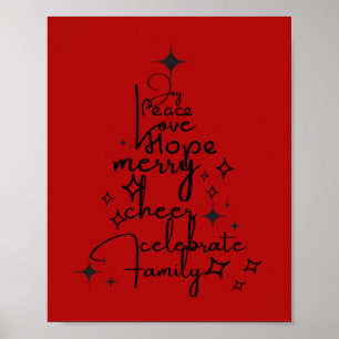 Poster Joyful Holiday Tree - Typographie Art Mots Festif