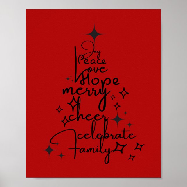 Poster Joyful Holiday Tree - Typographie Art Mots Festif (Devant)