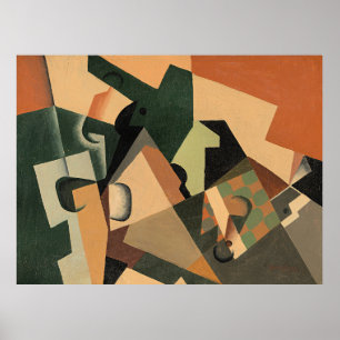 Poster Juan Gris - Verre et damier,