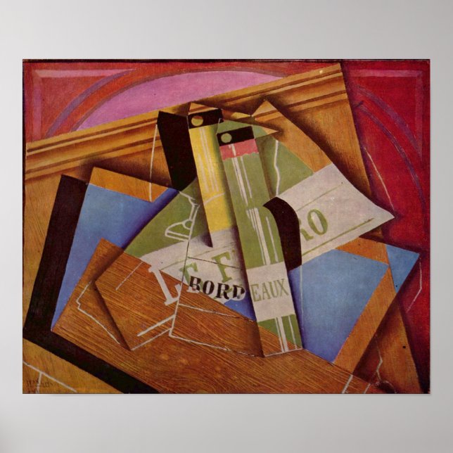 Poster Juan Gris - Vie morte avec Bordeau Winde (Devant)