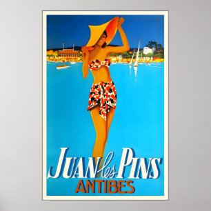 Poster Juan Les Pins Antibes Côte d'Azur Riviera français