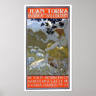 Poster Juan Torra Fabrica Salchicon Vintage