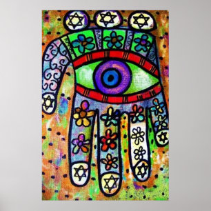 Poster Judaica Batik Garden Oasis Hamsa