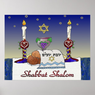 Poster Judaica Shabbat Shalom