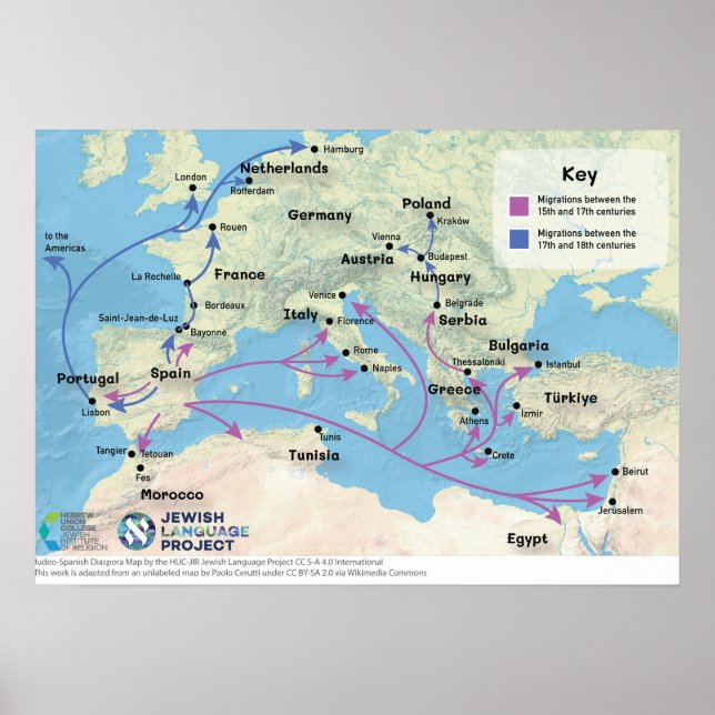 Poster Judeo-Spanish diaspora map (Devant)