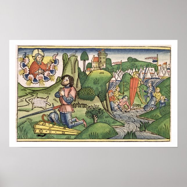 Poster Judges 6 36 Gideon puts out the fleece, from the ' (Devant)
