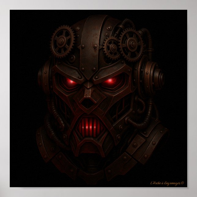 Poster Juggernaut Mask – Dark Steampunk Art (Devant)