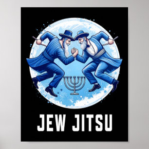 Poster Juif Juif Jitsu Drôle Hanoukka Rabbi Karate Chanu