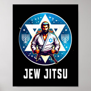 Poster Juif Juif Jitsu Drôle Hanoukka Rabbi Karate Chanu