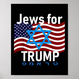 Poster Juifs Pour Trump American Flag Star De David Hébre