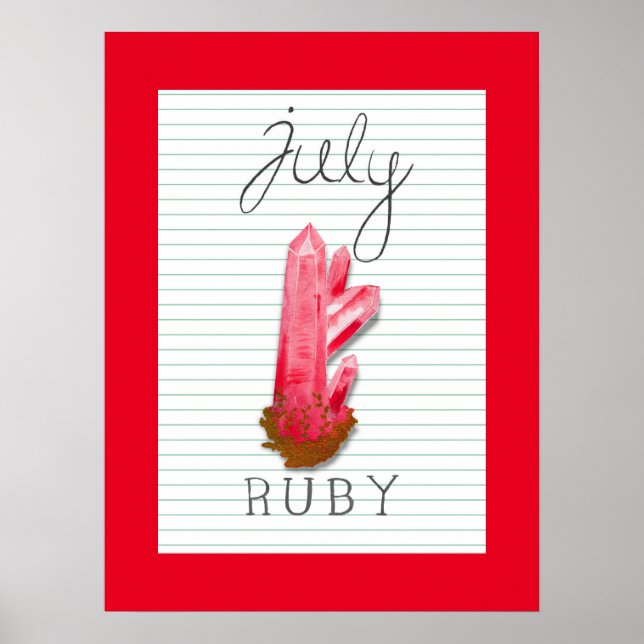 Poster Juillet Birthstone Birthstone Birthstone Stone Rub (Devant)