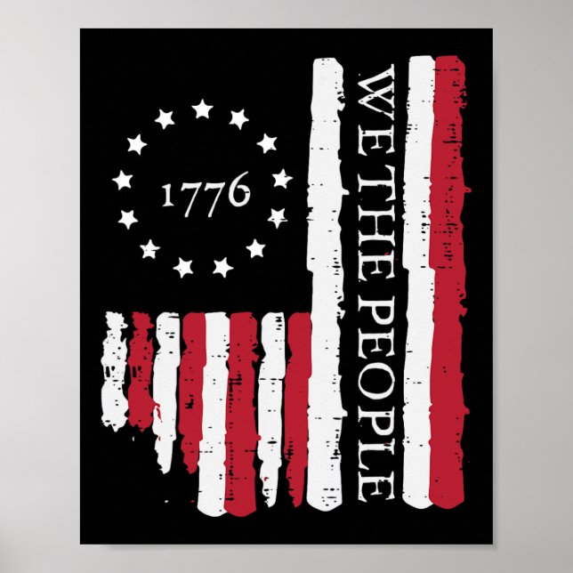 Poster Juillet Nous Le Peuple Nous Drapeau 1776 Hommes Pa (Devant)