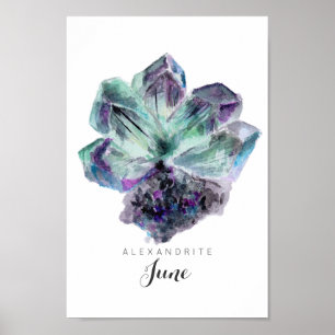 Poster Juin Pierre de naissance - Aquarelle Alexandrite  