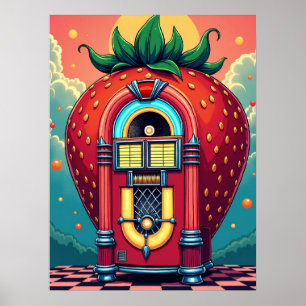 Poster Jukebox fraise : Retro Surréalisalism Pop Art