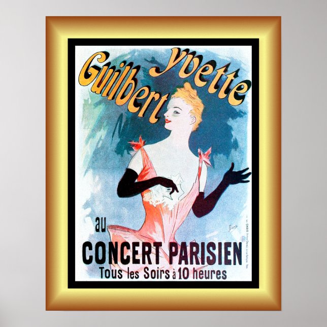 Poster Jules Cheret ~ Art Nouveau ~ Yvette Guilbert ~ (Devant)