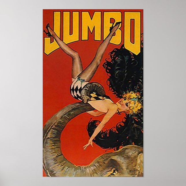 POSTER JUMBO LE GÉANT ÉLÉPHANT & DAME ! (Devant)
