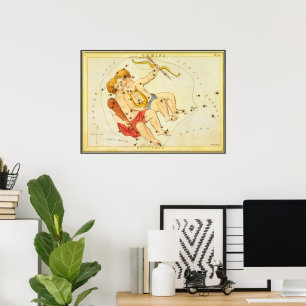 Poster Jumeaux Gémeaux Constellation Vintage Urania's Mir