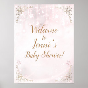 Poster Jumelé petit Baby shower d'or Star Rose