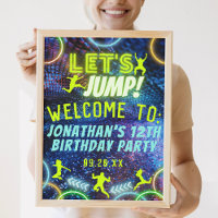 Jump Trampoline Neon Symbole de fête d'anniversair