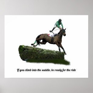 Poster Jumper Cheval Jockey dans l'affiche verte