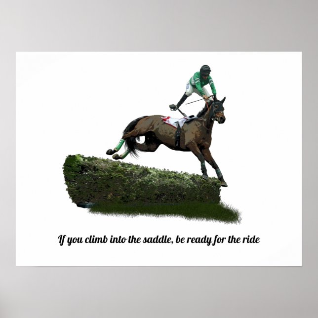 Poster Jumper Cheval Jockey dans l'affiche verte (Devant)