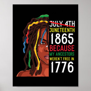 Poster Junetdix Day Ancestors Gratuit 1776 Juillet 4 Noir