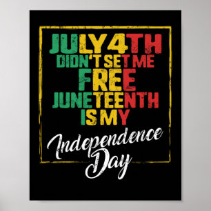 Poster Junetdix Day Ancestors Gratuit 1776 Juillet 4 Noir