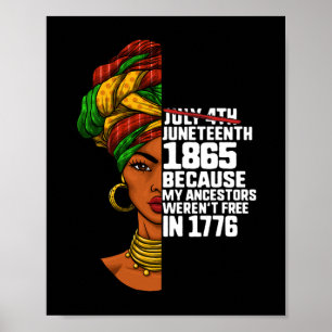Poster Junetdix Day Ancestors Gratuit 1776 Juillet 4 Noir
