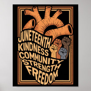 Poster Juneteenth Cœur Mois de l'histoire des Noirs Mélan